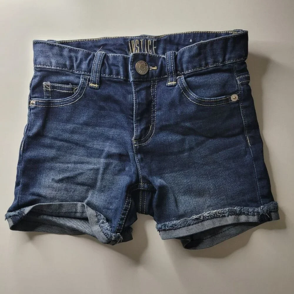 Justice Jean Shorts‎ Girls Size 12 Denim Rolled Distressed Cuffs